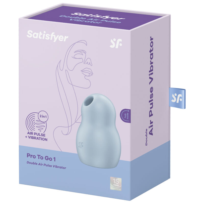 SATISFYER - PRO TO GO 1 ESTIMULADOR E VIBRADOR DE PULSO DE AR DUPLO AZUL - Image 4