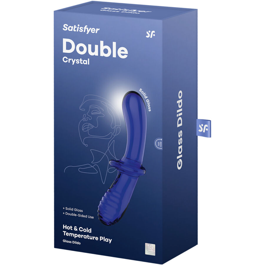 SATISFYER - DILDO DE CRISTAL DUPLO AZUL - Image 5