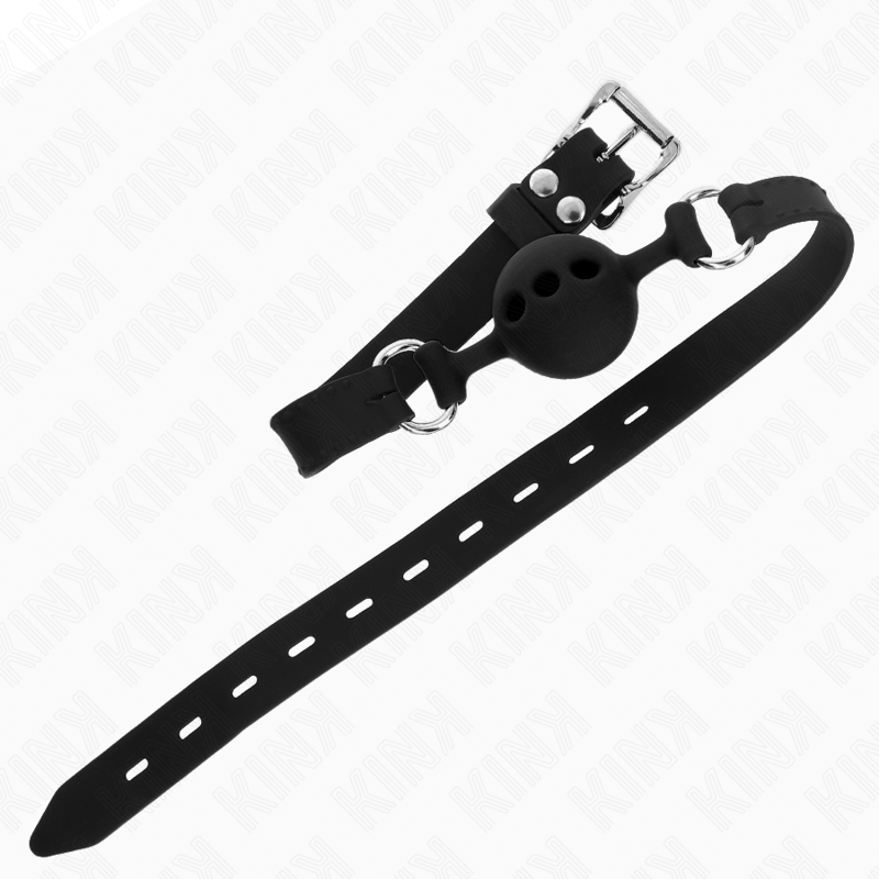 KINK - MORDAÇA COMPLETA DE SILICONE 55 x 2 CM COM BOLA DE 4 CM TAMANHO S PRETO AJUSTÁVEL 35-51 CM - Image 3