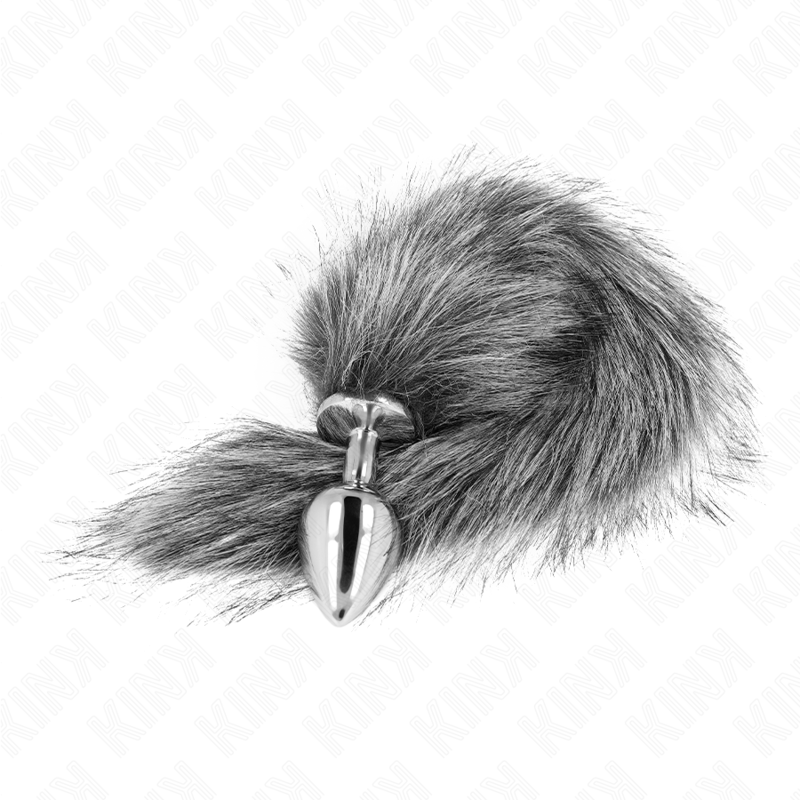 KINK - PLUG ANAL TAMANHO M 8 X 3,5 CM COM CAUDA SINTÉTICA 40 CM CINZA - Image 2