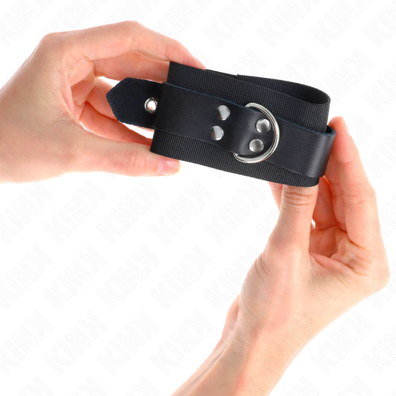 KINK - PUNHOS DE NYLON PRETO COM CINTO DE COURO PRETO AJUSTÁVEL 19-29 CM X 5,1 CM - Image 3