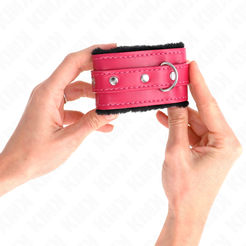 KINK - PULSO PREMIUM FORRO DE PELE PRETO COM CINTO RASPBERRY ROSE AJUSTÁVEL 17-29 CM X 6 CM - Image 3