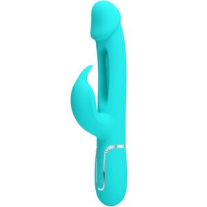 PRETTY LOVE – VIBRADOR COELHO DEJON 3 EM 1 MULTIFUNO AQUA VERDE