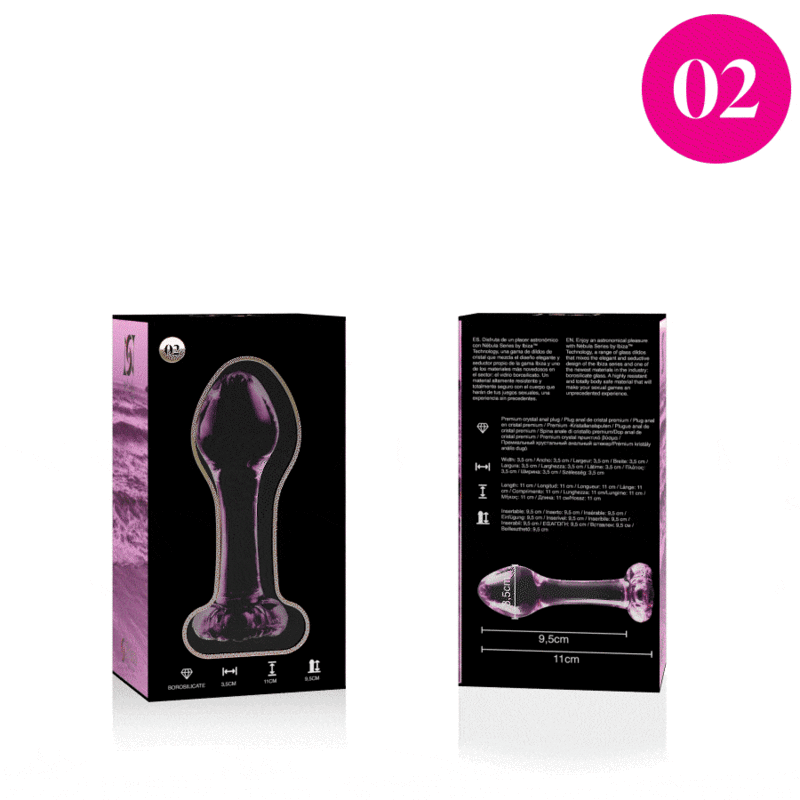 NEBULA SERIES BY IBIZA - MODELO 2 PLUG ANAL VIDRO BOROSILICADO ROSA 11 CM -O- 3.5 CM - Image 3