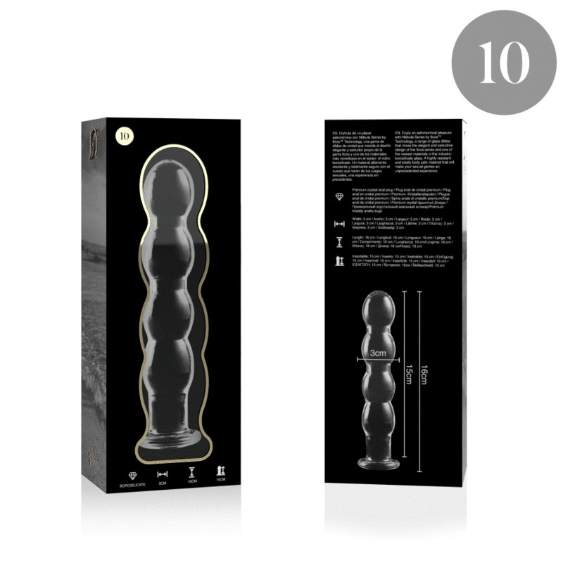 NEBULA SERIES BY IBIZA - MODELO 10 DILDO VIDRO BOROSILICADO TRANSPARENTE 16.5 CM -O- 3.5 CM - Image 3
