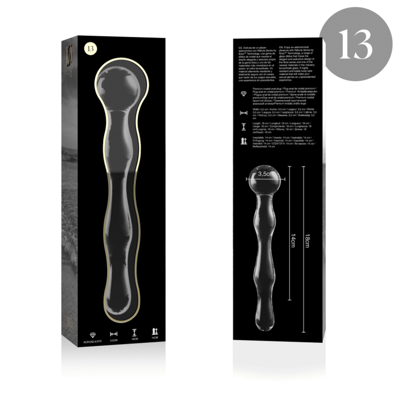 NEBULA SERIES BY IBIZA - MODELO 13 DILDO VIDRO BOROSILICADO TRANSPARENTE 18 CM -O- 3.5 CM - Image 3