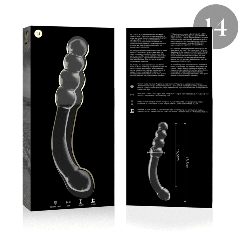 NEBULA SERIES BY IBIZA - MODELO 14 DILDO VIDRO BOROSILICADO TRANSPARENTE 18.5 CM -O- 3 CM - Image 3