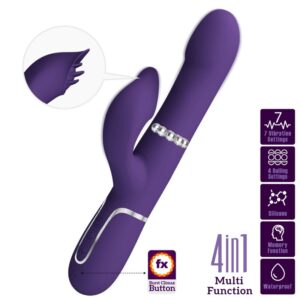 PRETTY LOVE – ZALIN VIBRADOR DE COELHO PÉROLAS 4 EM 1 ROXO