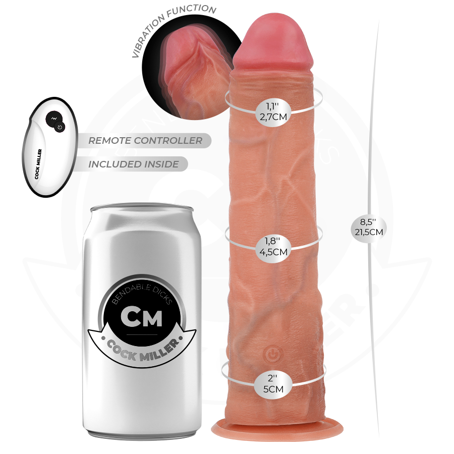 COCK MILLER - DILDO REALISTA COM VENTOSA E VIBRAÇÃO COM CONTROLE REMOTO 21,5 CM - Image 4
