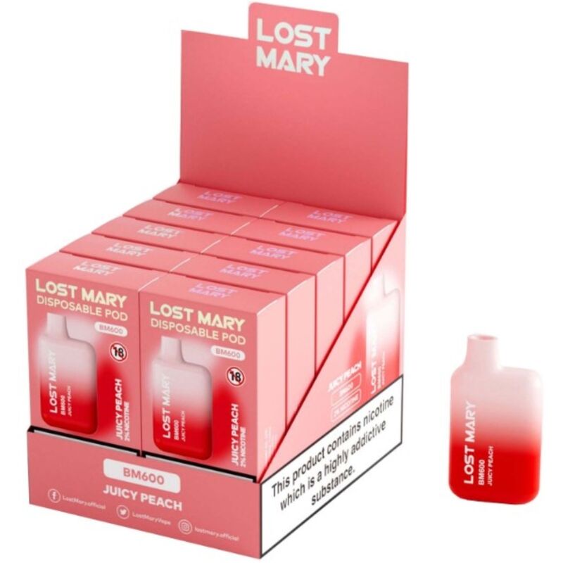 LOST MARY - BM600 NICOTINE VAPER 2% DESCARTÁVEL JUICY PEACH - Image 2