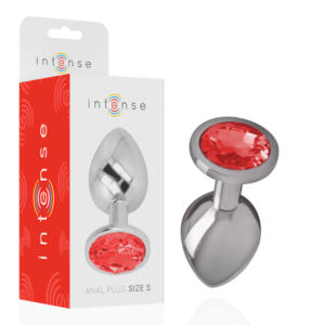 INTENSE – PLUG ANAL DE METAL DE ALUMÍNIO COM CRISTAL VERMELHO TAMANHO S