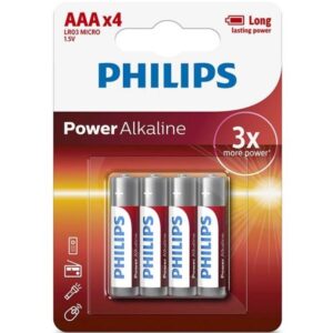 PHILIPS – PILHA ALCALINAS AAA LR03 BLISTER*4