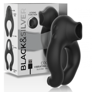 BLACK&SILVER – ANEL VIBRADOR DE SILICONE 3 MOTORES RECARREGÁVEIS PRETO