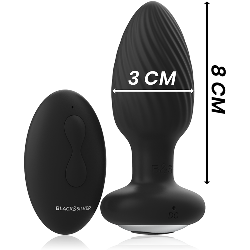 BLACK&SILVER - PLUG DE POÇOS SILICONE ANAL ROTATOR CONTROLE REMOTO - Image 4