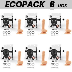 ECOPACK 6 UNIDADES – COCK MILLER ARNÊS + DILDO SILICONE DENSIDADE ARTICULVEL COCKSIL 13 CM