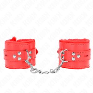 KINK – PULSO FORRO DE PELE COM FUROS QUADRADOS VERMELHO E CINTO VERMELHO AJUSTÁVEL 17-29 CM X 6 CM