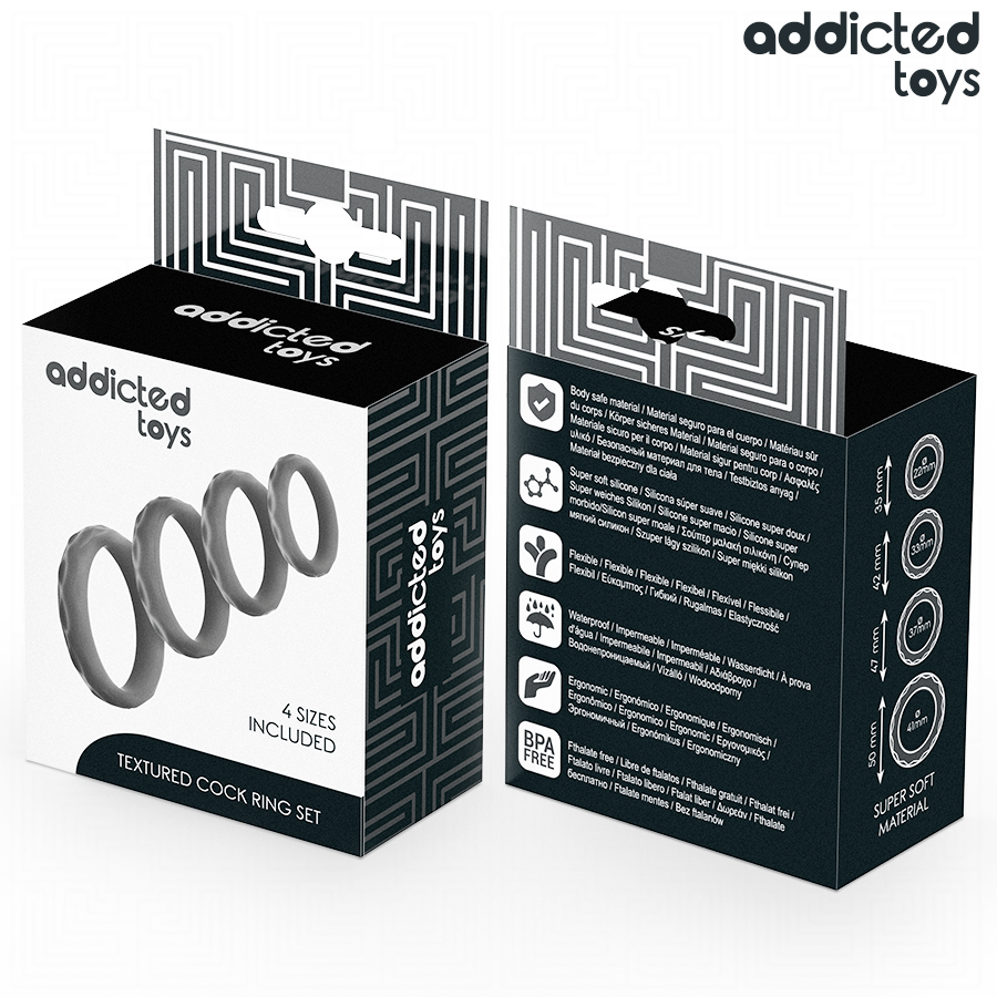 ADDICTED TOYS - CONJUNTO DE ANÉIS PENIANOS TEXTURIZADOS - 4 TAMANHOS - Image 3