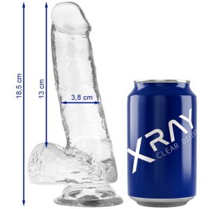 X RAY – DILDO TRANSPARENTE COM BOLAS 18.5 CM -O- 3.8 CM