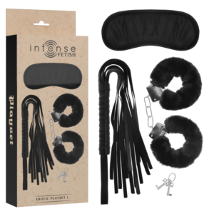 INTENSE – FETISH PLAYSET ERÓTICO 1 COM ALGEMAS, MSCARA CEGA E FLOGGER