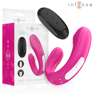 INTENSE – JANET DUAL ESTIMULADOR EM U E VIBRADOR COM CONTROLE REMOTO ROSA