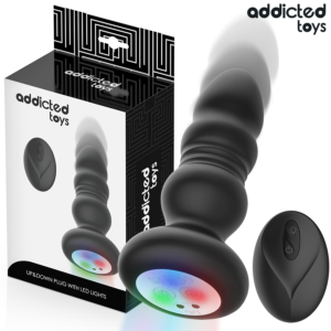 ADDICTED TOYS – PLUG ANAL GIRATÓRIO VIBRATÓRIO COM LUZ LED E CONTROLE REMOTO