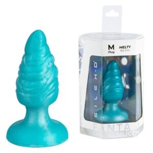 SILEXD – MELTY PLUG ANAL DE DERRETIMENTO FANTASY DE SILICONE LÍQUIDO TERMOREATIVO AZUL CELESTIAL 9,2 CM
