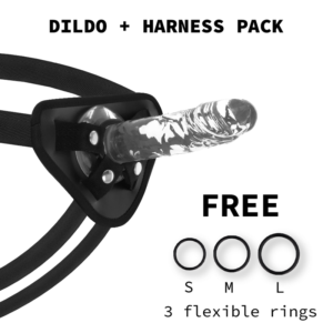 X RAY – ARNÊS + DILDO TRANSPARENTE 18 CM -O- 4 CM