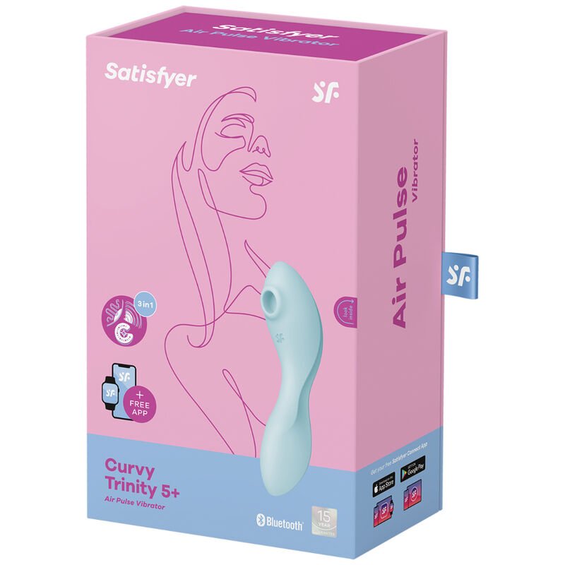 SATISFYER - CURVY TRINITY 5 ESTIMULADOR DE PULSO DE AR E APLICATIVO VIBRADOR AZUL - Image 4