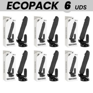 ECOPACK 6 UNIT – BASECOCK CONTROLE REMOTO VIBRADOR REALÍSTICO PRETO 20 CM -O- 4 CM