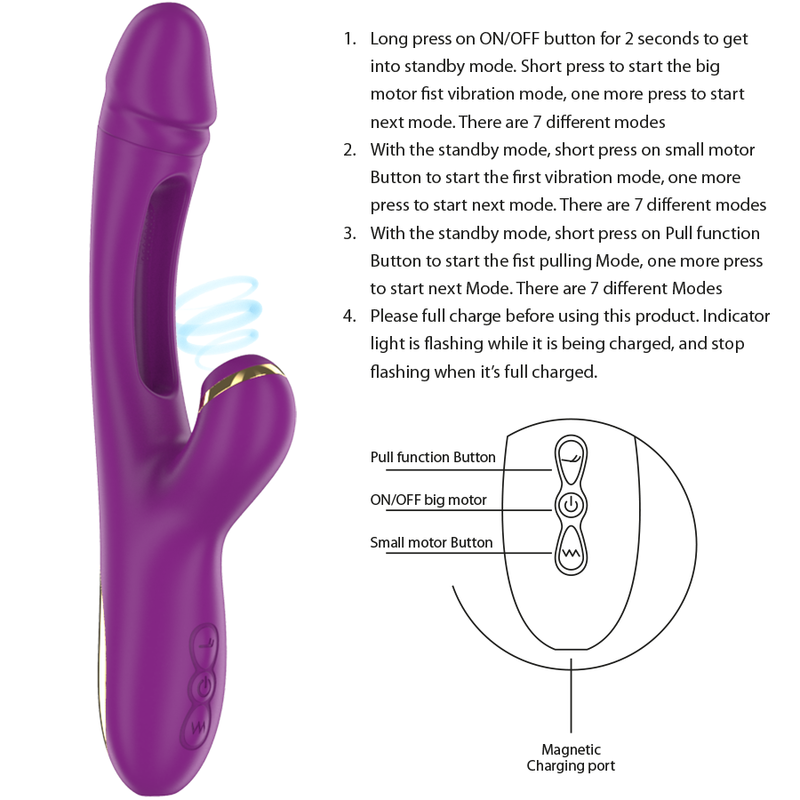 INTENSE - ATENEO VIBRADOR MULTIFUNÇÕES RECARREGÁVEL 7 VIBRAÇÕES COM LÍNGUA OSCILANTE E SUCÇÃO ROXA - Image 5