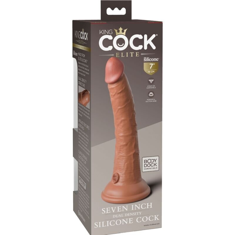 KING COCK - ELITE DILDO DE SILICONE REALÍSTICO 17.8 CM CARAMELO - Image 5