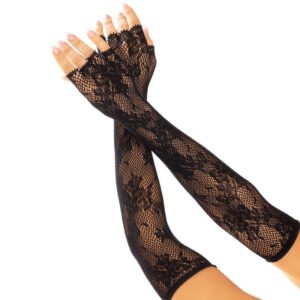 LEG AVENUE – LUVAS SEM DEDOS DA REDE FLORAL PRETAS