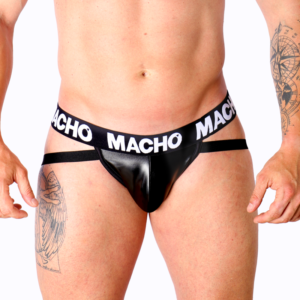 MACHO – MX25NC JOCK COURO PRETO L