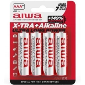 AIWA – X-TRA ALKALINE AAA BATERIA ALCALINA LR03 BLISTER*4