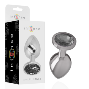 INTENSE – PLUG ANAL DE METAL DE ALUMÍNIO COM CRISTAL PRETO TAMANHO S