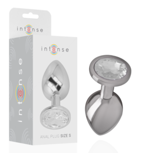 INTENSE – PLUG ANAL DE METAL DE ALUMÍNIO COM CRISTAL PRATA TAMANHO S