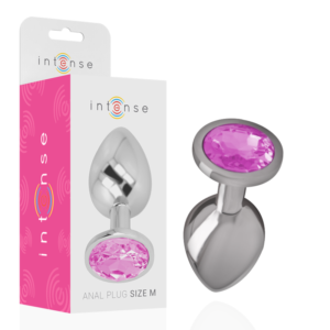 INTENSE – PLUG ANAL DE METAL DE ALUMÍNIO COM CRISTAL ROSA TAMANHO M