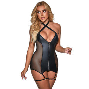 SUBBLIME – 954444 VESTIDO SEXY DE MALHA COURO PRETO S/M