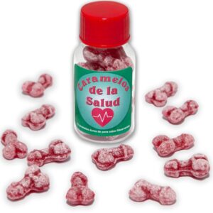 DIABLO PICANTE – 12 DOCES SAUDVEIS FORMATO DE PÊNIS MORANGO/CEREJA