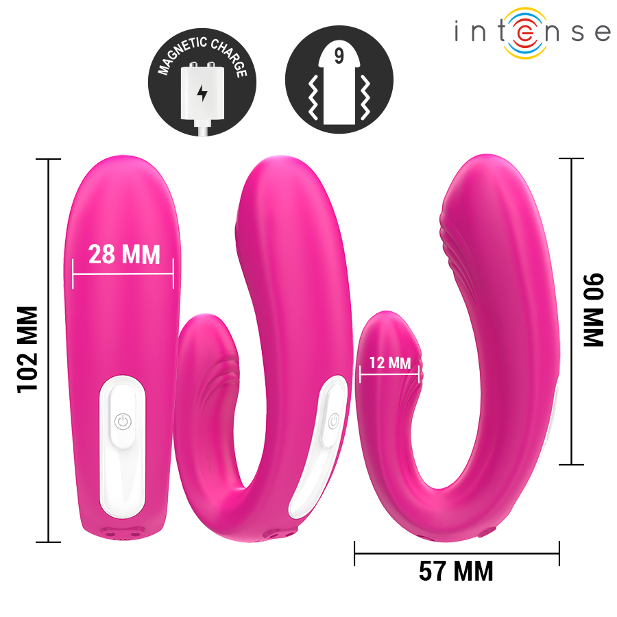 INTENSE - JANET DUAL ESTIMULADOR EM U E VIBRADOR COM CONTROLE REMOTO ROSA - Image 3