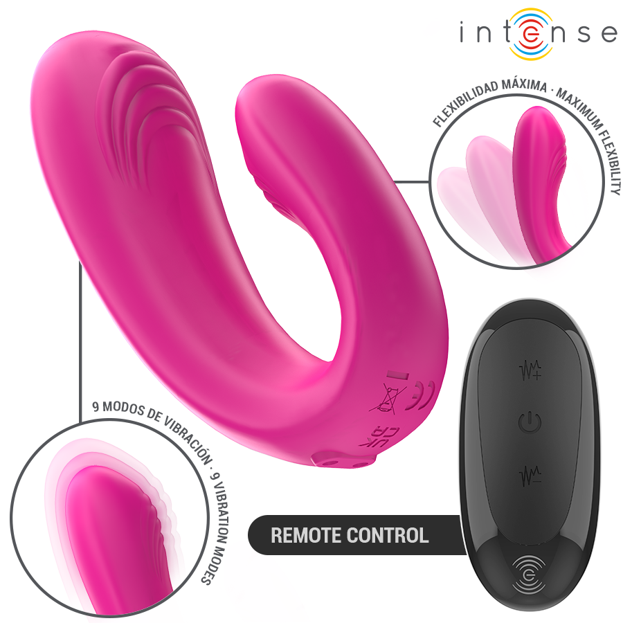 INTENSE - JANET DUAL ESTIMULADOR EM U E VIBRADOR COM CONTROLE REMOTO ROSA - Image 2