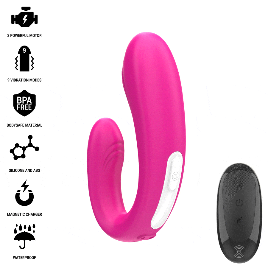 INTENSE - JANET DUAL ESTIMULADOR EM U E VIBRADOR COM CONTROLE REMOTO ROSA - Image 4
