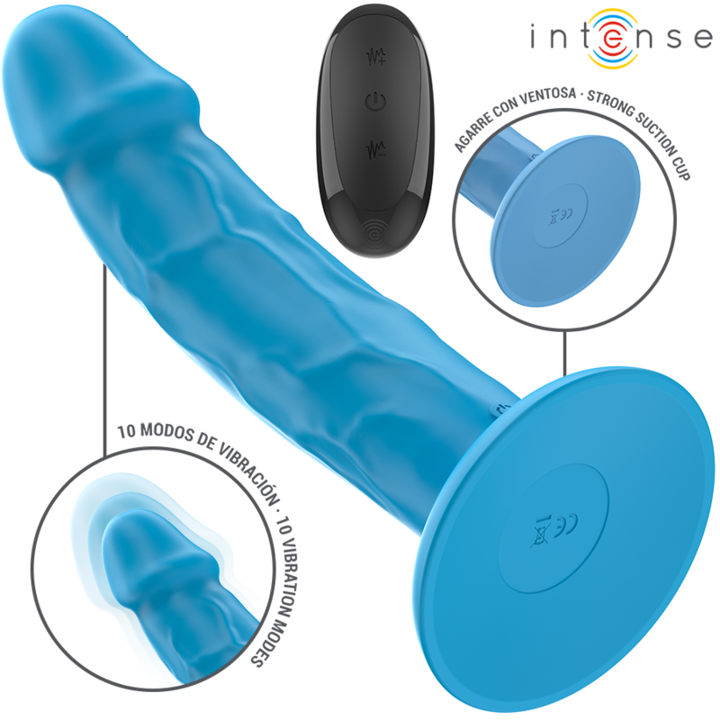 INTENSE - VIBRADOR REALÍSTICO PHOEBE 10 VIBRAÇÕES CONTROLE REMOTO AZUL - Image 2