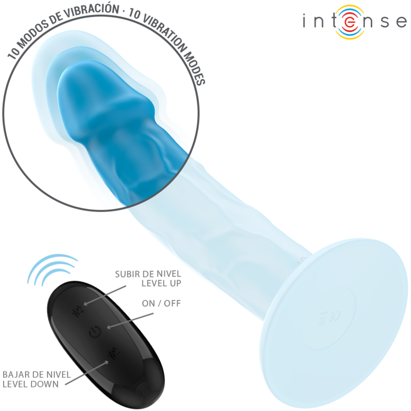 INTENSE - VIBRADOR REALÍSTICO PHOEBE 10 VIBRAÇÕES CONTROLE REMOTO AZUL - Image 4