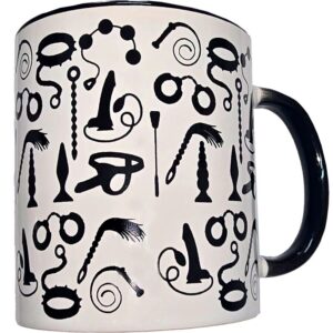 DIABLO PICANTE – CANECA BONDAGE BRANCA COM ALÇA PRETA 370 ML
