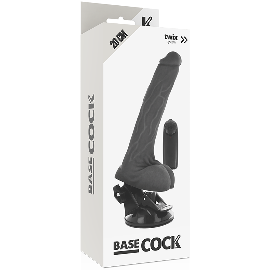 BASECOCK - VIBRADOR REALÍSTICO DE CONTROLE REMOTO PRETO COM TESTÍCULOS 20 CM -O- 4 CM - Image 4