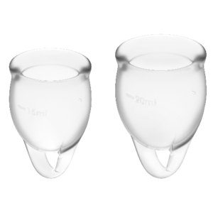 SATISFYER – COPO MENSTRUAL FEEL CONFIDENT TRANSPARENTE 15 + 20 ML