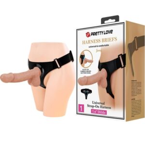 PRETTY LOVE – ARNÊS CUECAS ARNÊS UNIVERSAL COM DILDO JERRY 21.8 CM NATURAL