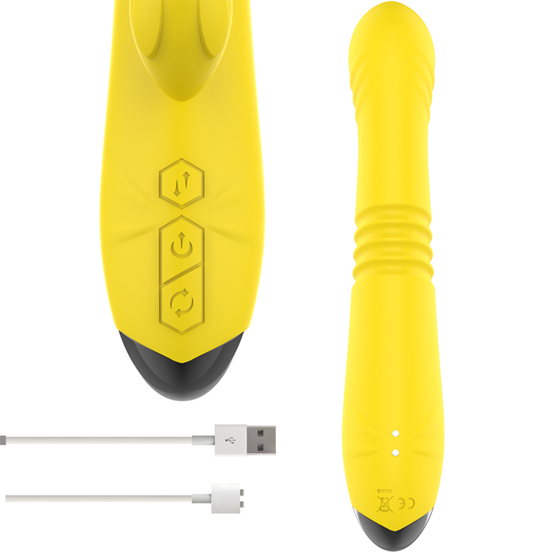 INTENSE - VIBRADOR MULTIFUNO TOKY PARA CIMA E PARA BAIXO COM ESTIMULADOR CLITÓRICO AMARELO - Image 4