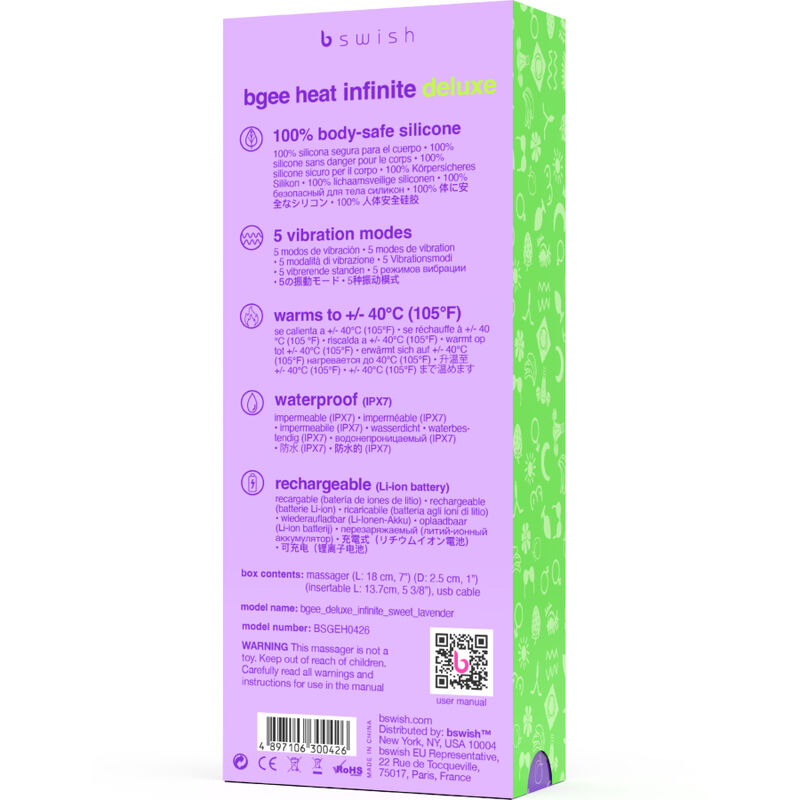 B SWISH - BGEE HEAT INFINITE DELUXE VIBRADOR RECARREGVEL LAVANDA SILICONE - Image 5